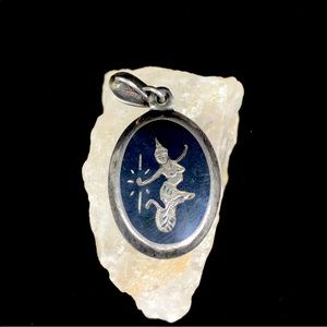 RARE Vintage Sterling Silver Asian Pendant for Necklace